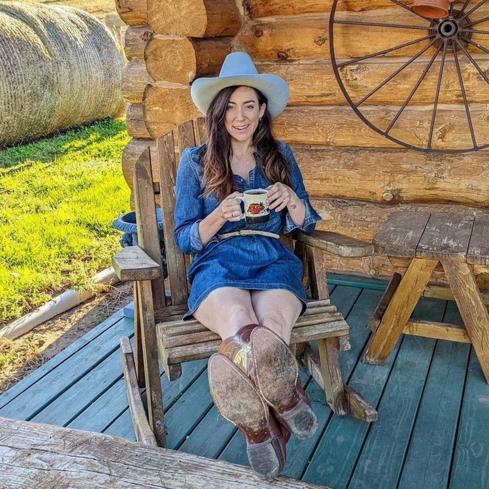 Denim dress - long sleeved shift dress with western vibes - small